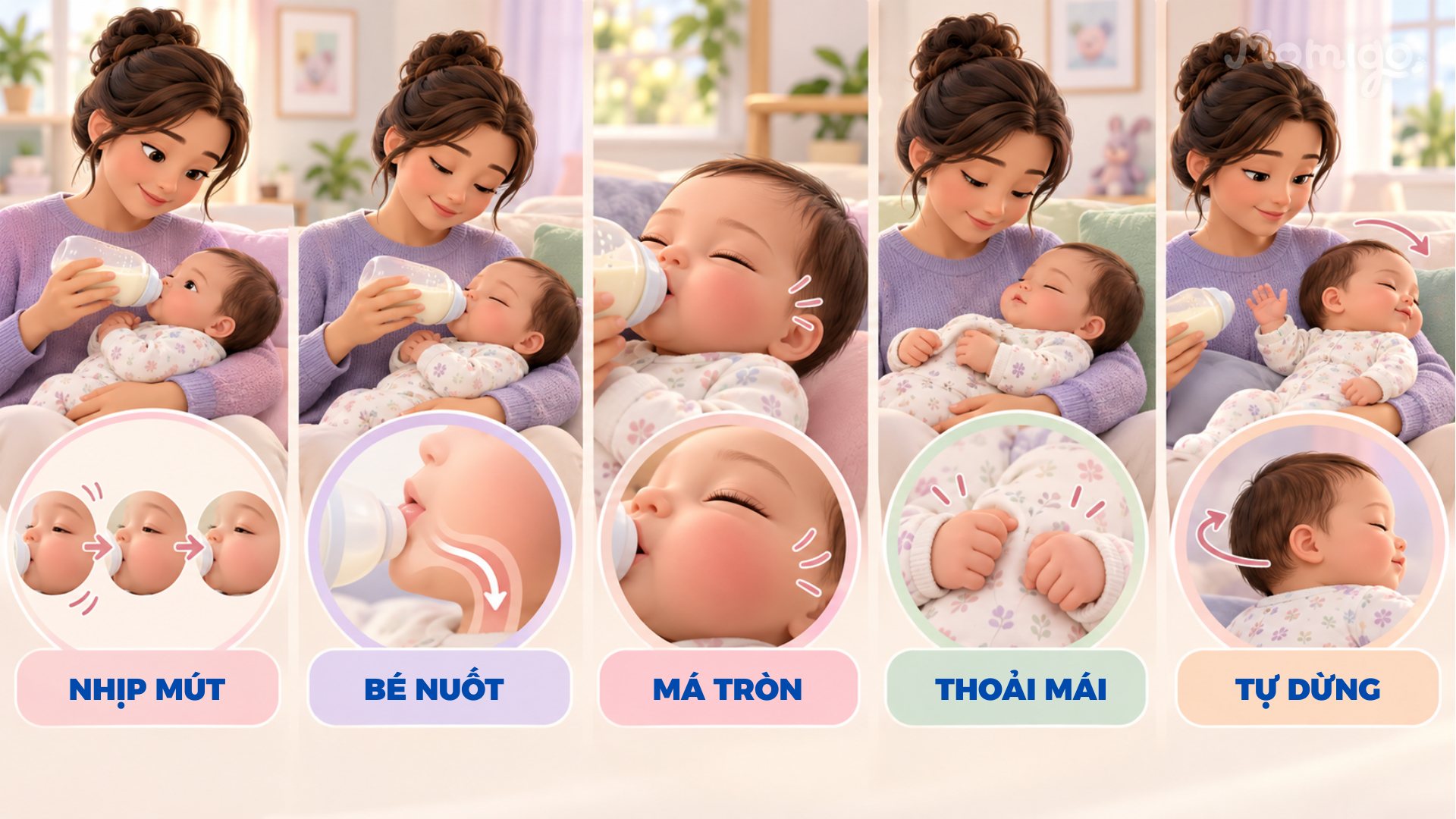 Dấu hiệu quan sát trong một cữ bú