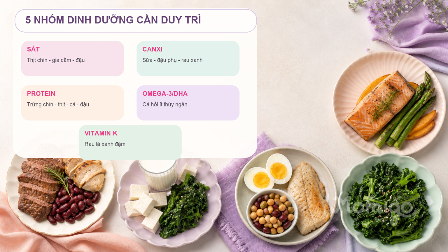 Năm nhóm dinh dưỡng mẹ nên duy trì trong 3 tháng cuối