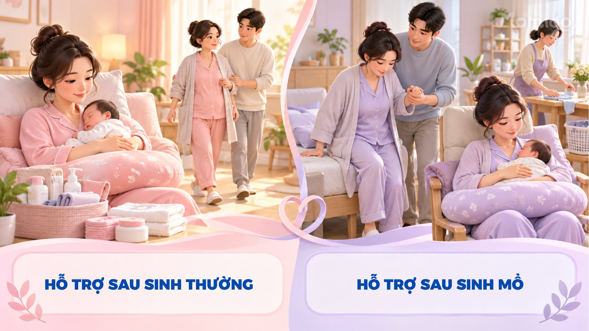 Hỗ trợ sau sinh thường và sinh mổ