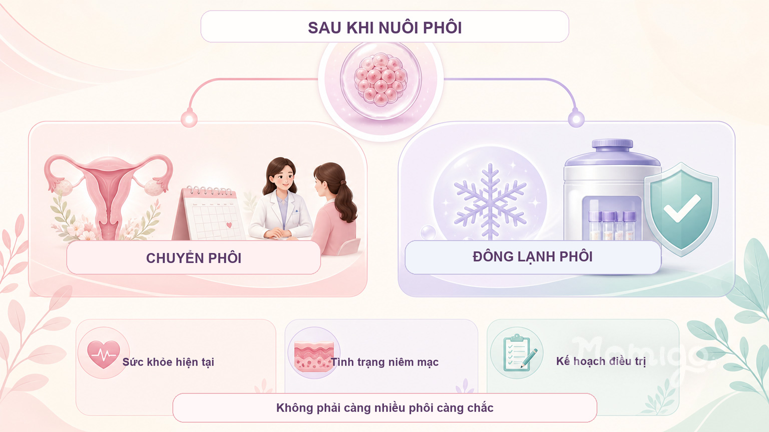 Chuyển phôi trong chu kỳ hiện tại hay lưu trữ để sử dụng sau phụ thuộc sức khỏe, nguy cơ và kế hoạch điều trị
