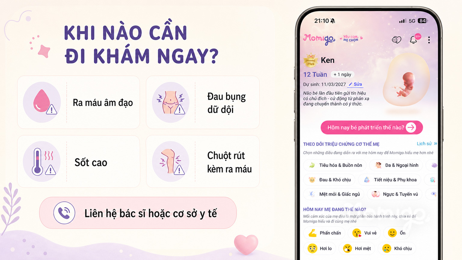 Những dấu hiệu mẹ bầu cần liên hệ bác sĩ hoặc cơ sở y tế