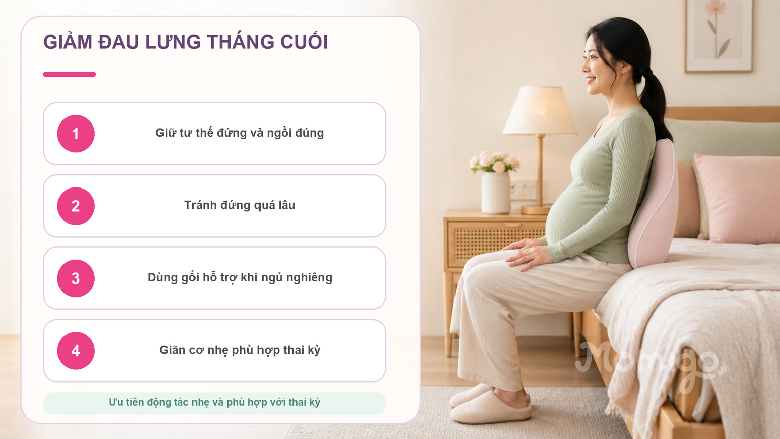 Bốn cách hỗ trợ giảm đau lưng trong những tháng cuối thai kỳ