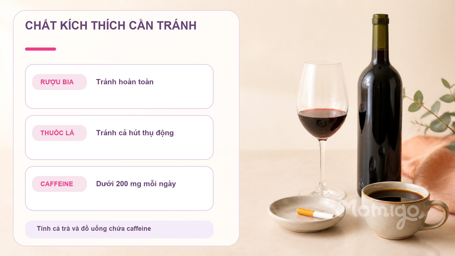 Rượu bia, thuốc lá và giới hạn caffeine trong thai kỳ