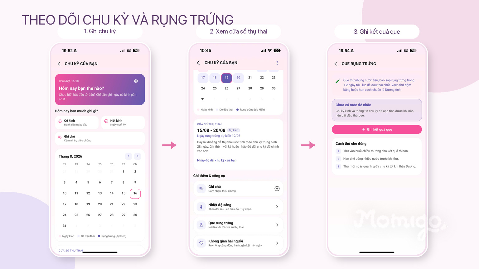 Theo dõi chu kỳ và cửa sổ thụ thai trên Momigo