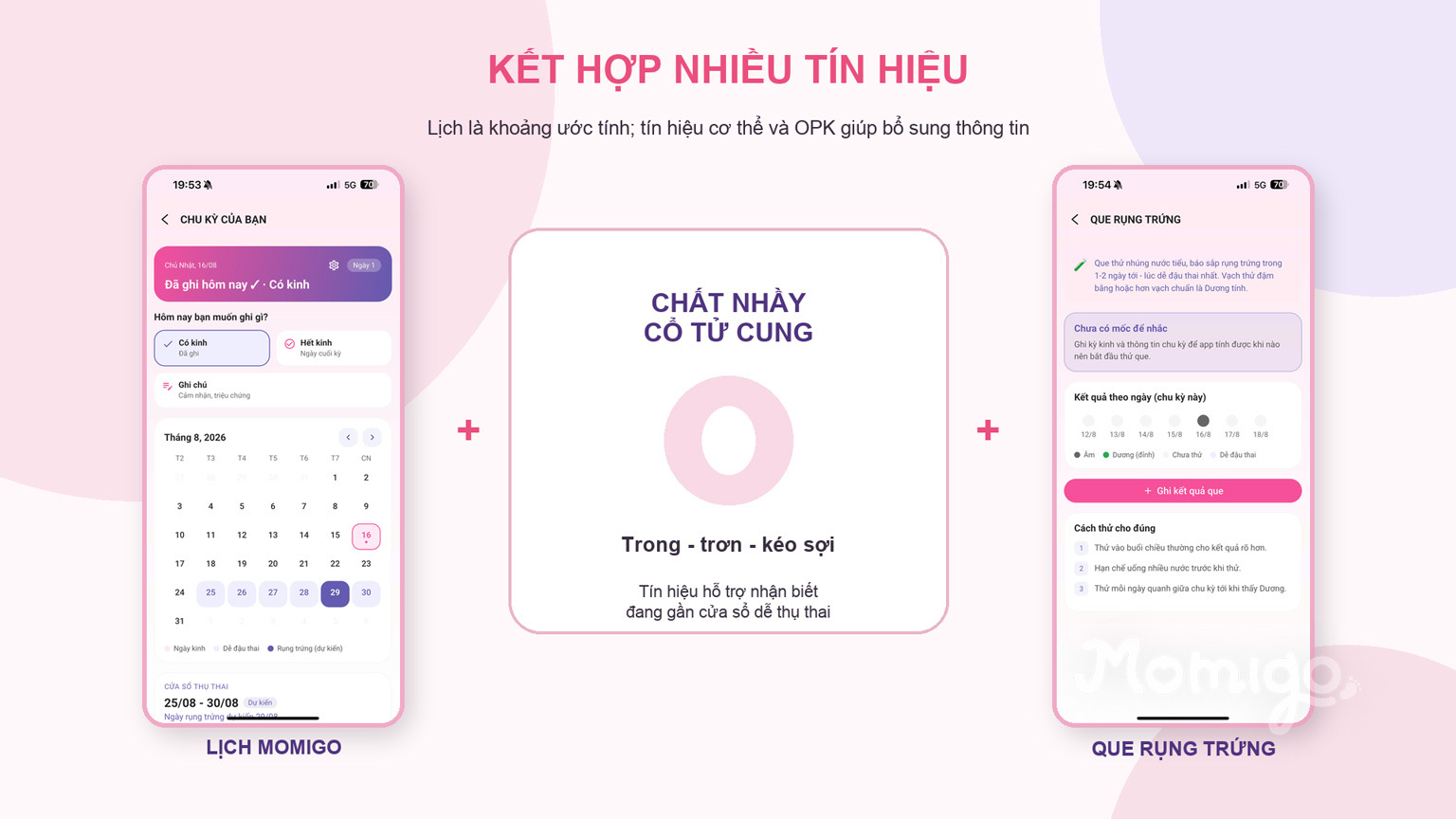Kết hợp lịch Momigo, chất nhầy cổ tử cung và OPK để bổ sung thông tin