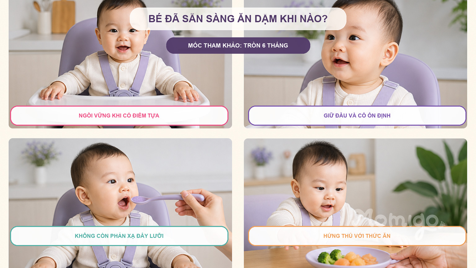 Các dấu hiệu giúp ba mẹ nhận biết bé đã sẵn sàng ăn dặm