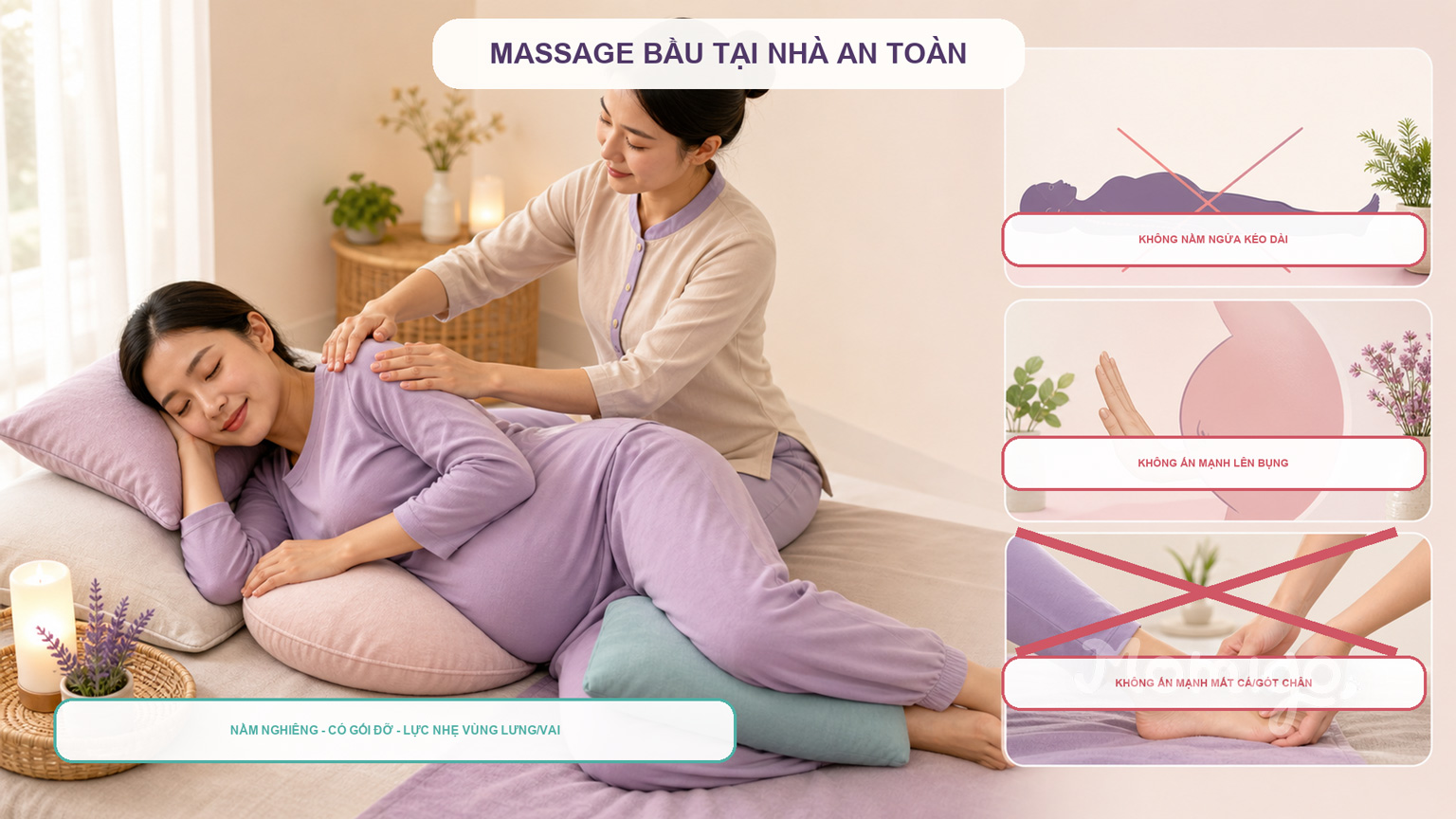 Tư thế và những lưu ý khi massage bầu tại nhà