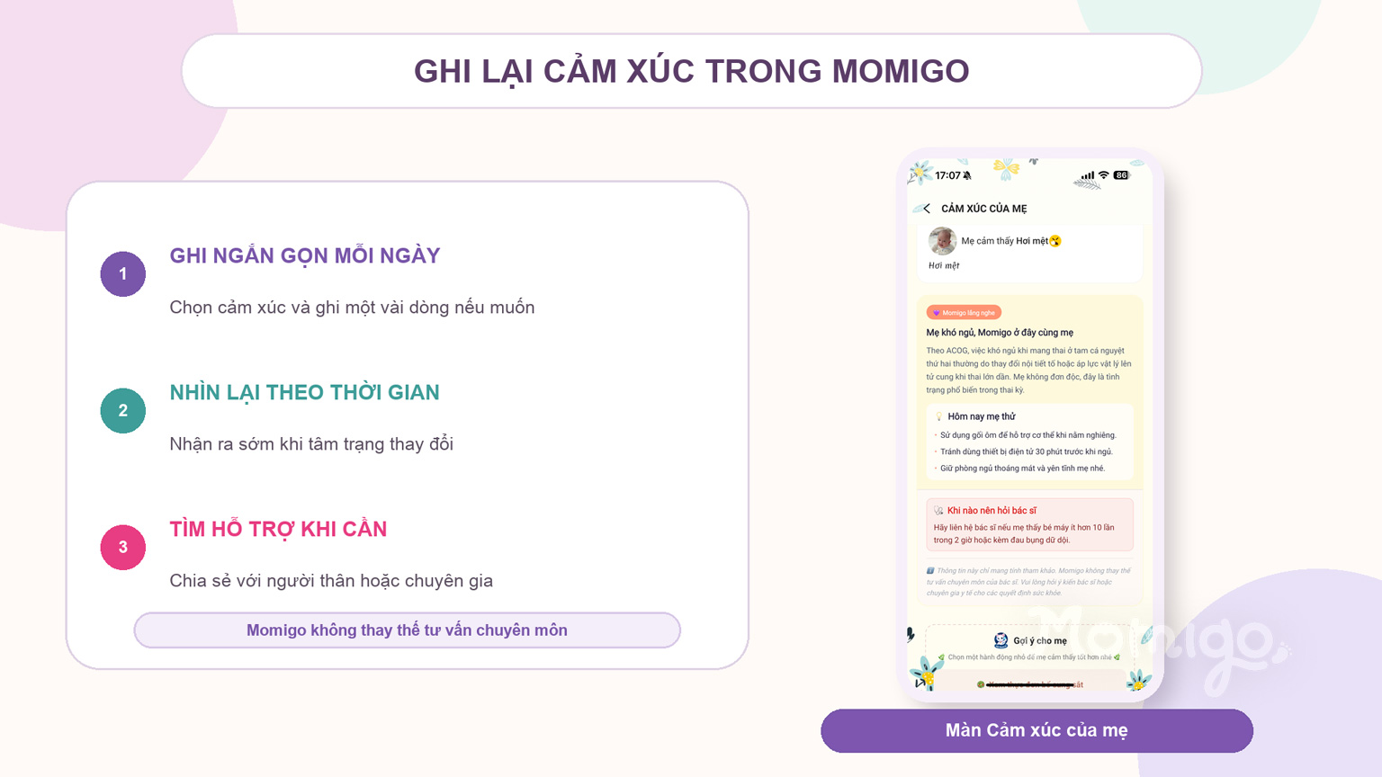 Ghi lại và nhìn lại thay đổi cảm xúc hằng ngày trong Momigo