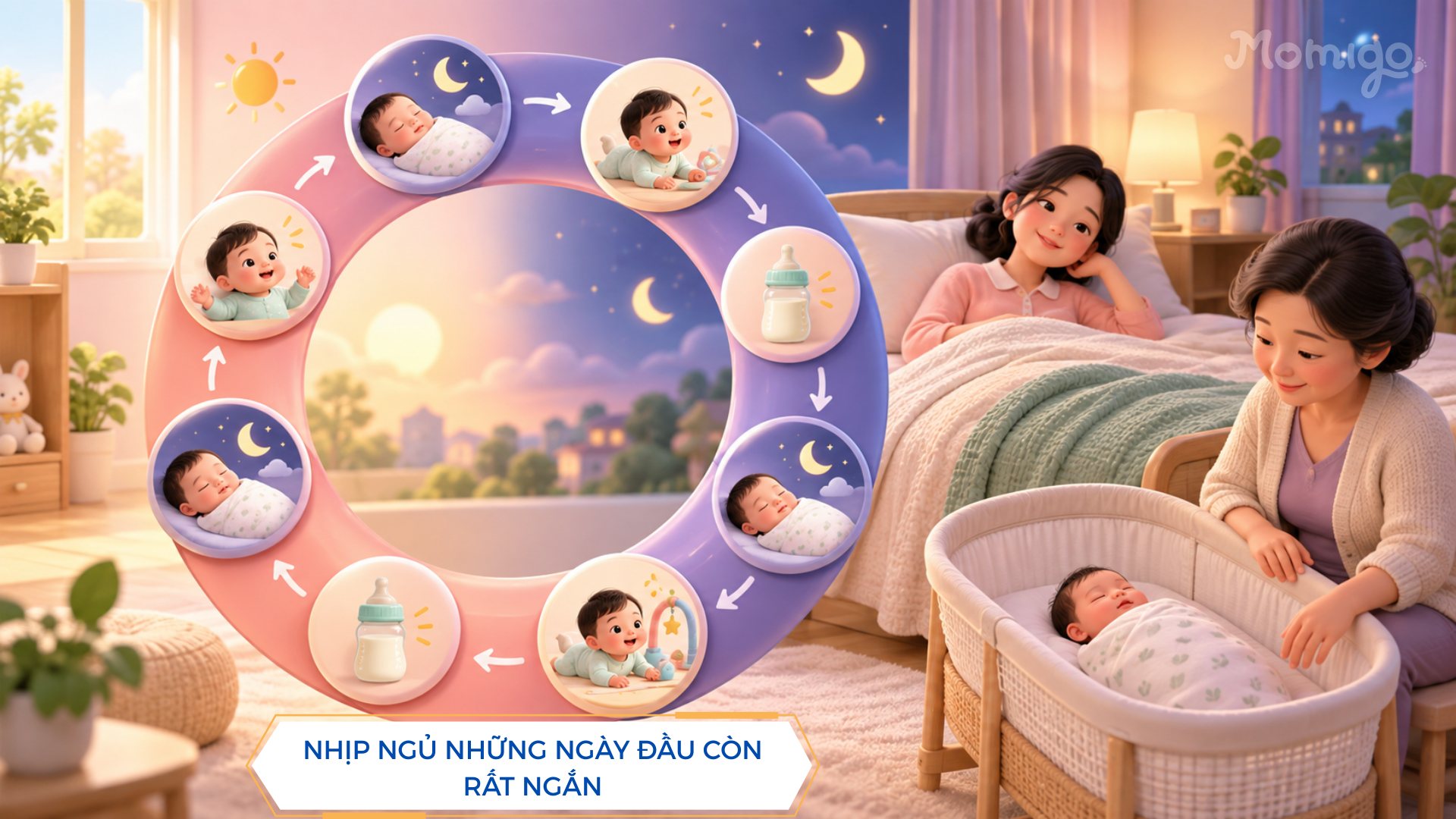 Nhịp ngủ sơ sinh chưa phân biệt ngày đêm