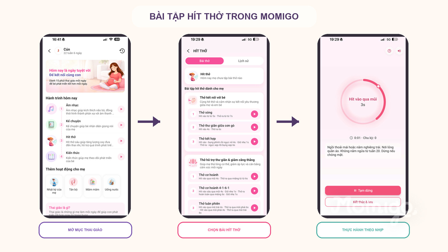 Luồng mở và thực hành bài tập Hít thở trong Momigo