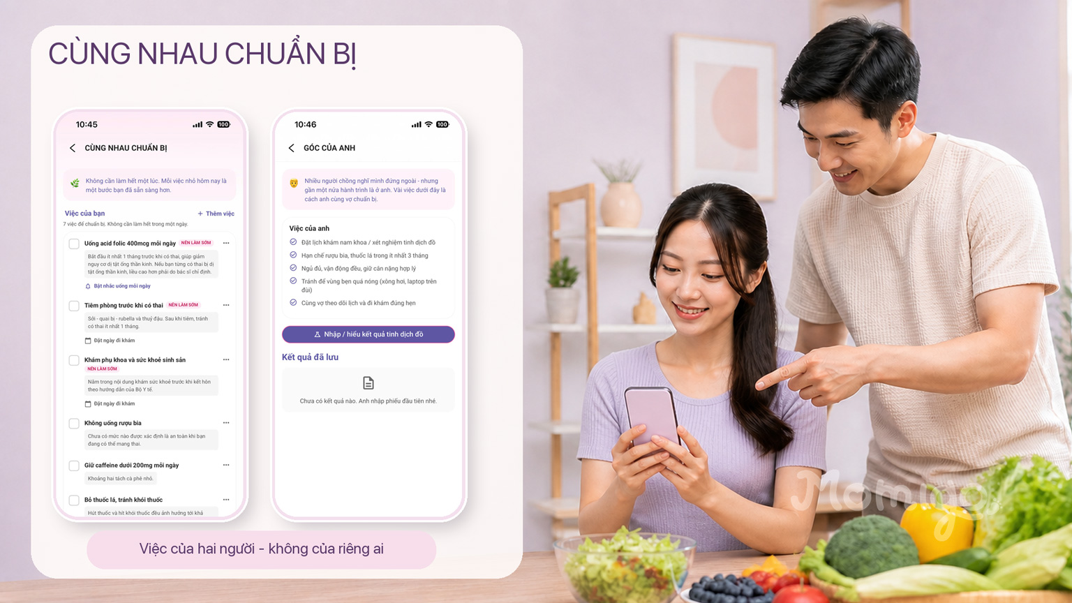 Vợ chồng cùng nhau chuẩn bị cho hành trình mong con