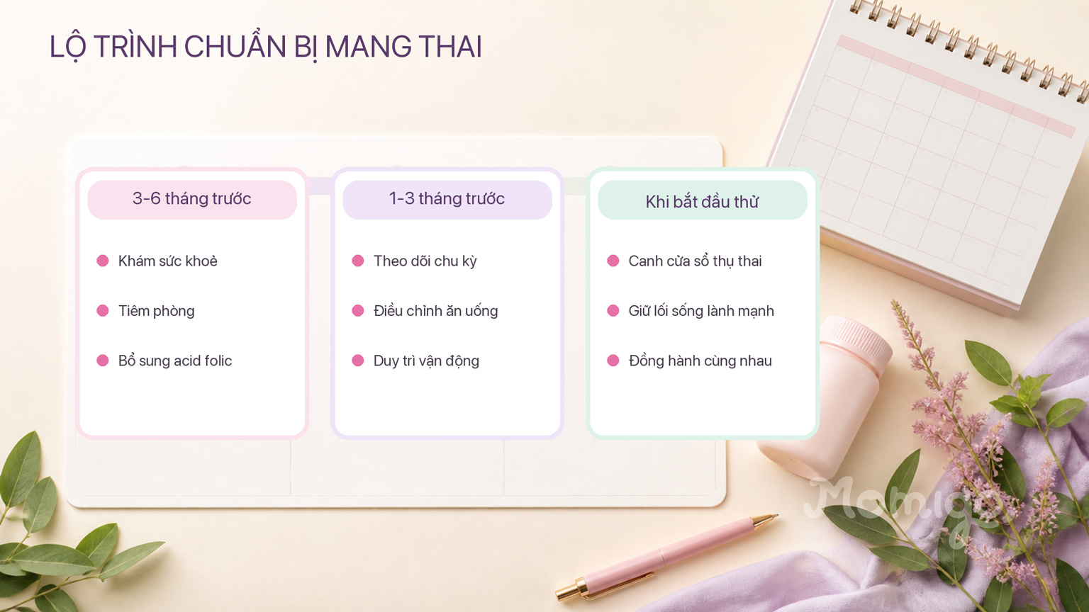 Lộ trình chuẩn bị mang thai theo ba giai đoạn
