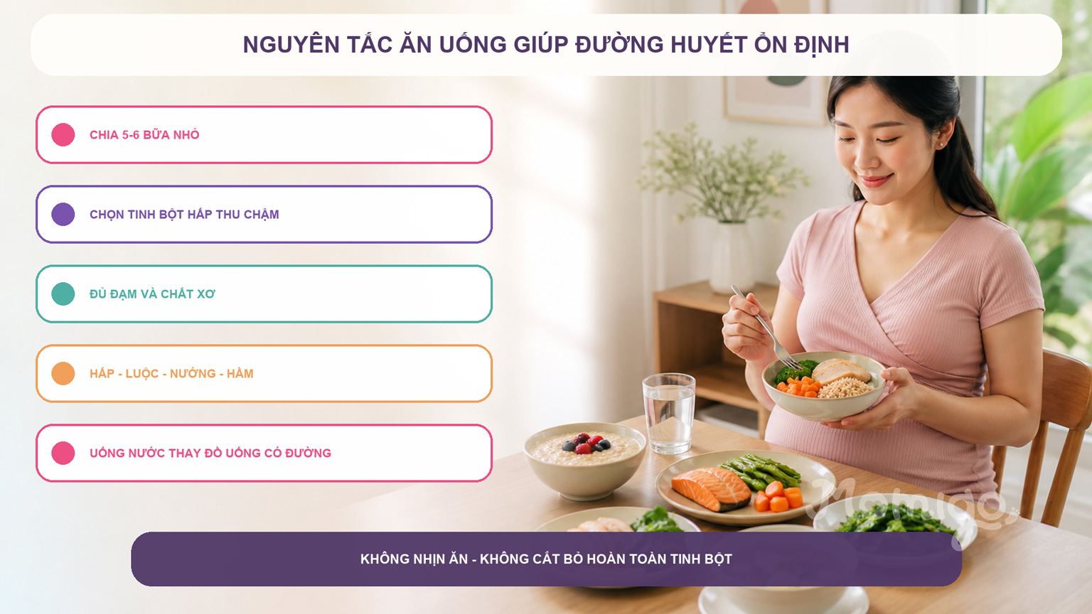 Năm nguyên tắc ăn uống giúp đường huyết ổn định