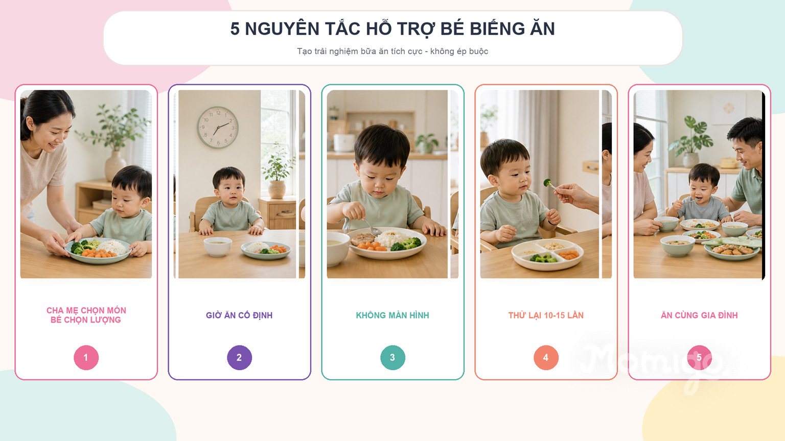 Năm nguyên tắc giúp bữa ăn của bé nhẹ nhàng và tích cực hơn