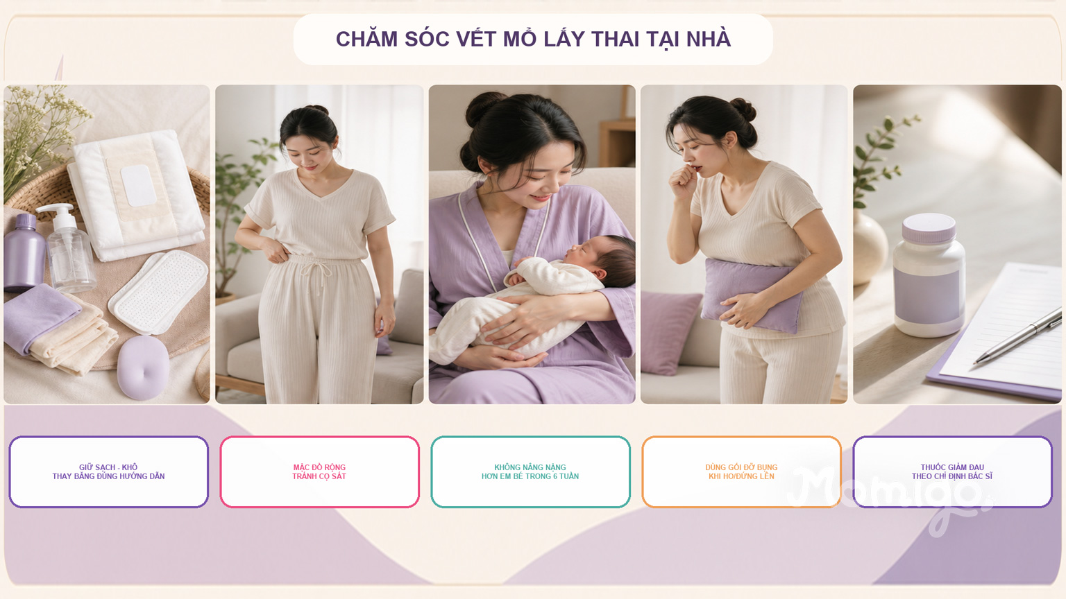 Năm nguyên tắc chăm sóc vết mổ lấy thai tại nhà