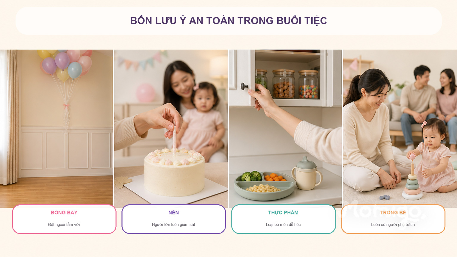 Bốn lưu ý giúp không gian tiệc an toàn hơn cho bé nhỏ