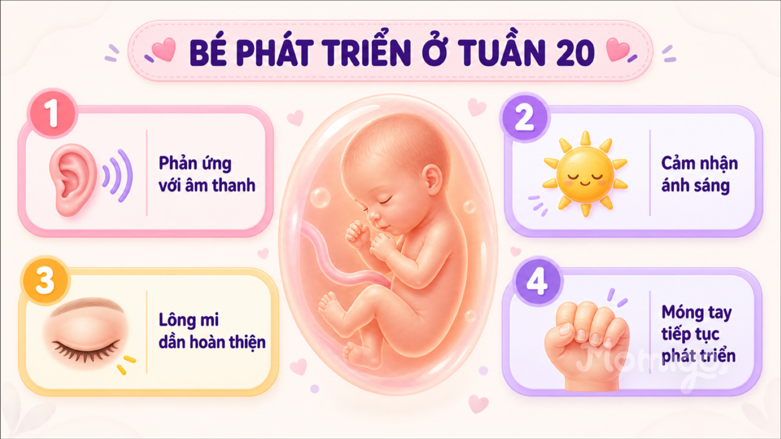 Những dấu mốc phát triển nổi bật của thai nhi ở tuần 20