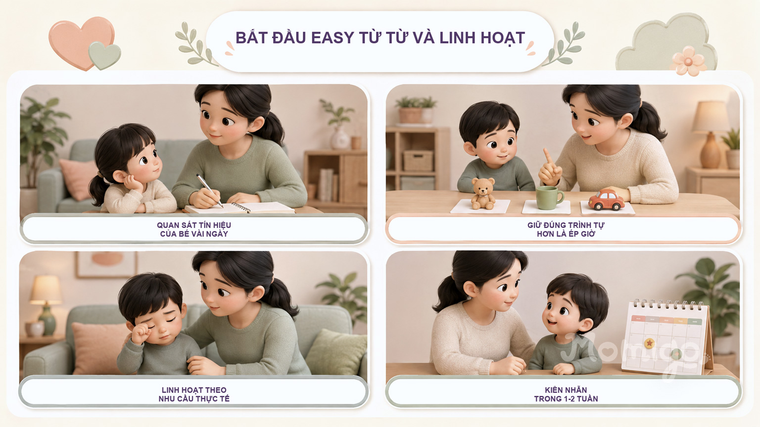 Bốn bước bắt đầu EASY nhẹ nhàng và linh hoạt theo tín hiệu của bé
