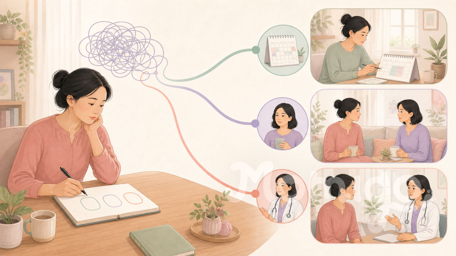Ghi lại điều lo lắng có thể giúp mẹ dễ mở lời hơn khi cần hỗ trợ