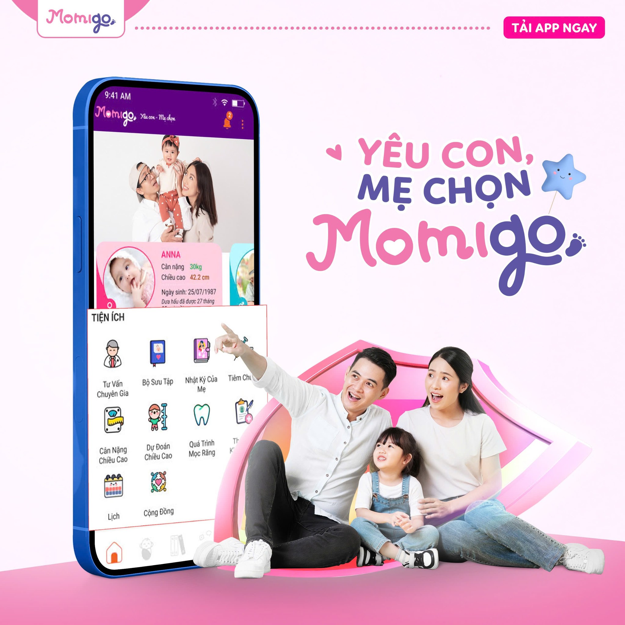 Momigo - Ứng dụng mẹ và bé