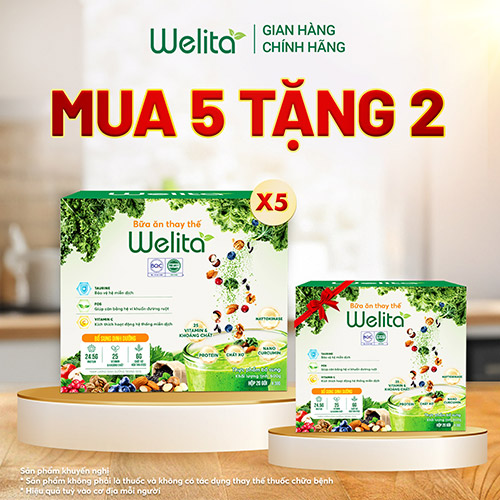 [MUA 5 TẶNG 2] Combo 5 Hộp Bữa Ăn Thay Thế Welita Đầy Đủ Dưỡng Chất Tốt Cho Tim Mạch - Hộp 600g (20 Gói) + [Tặng 2 Hộp 20 Gói]