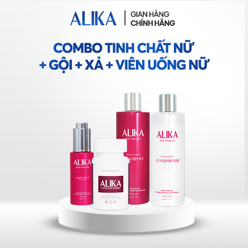 [Combo Gội + Xả + Tinh Chất + Viên Uống] Combo Kích Thích Mọc Tóc - Chăm Sóc Tóc Toàn Diện Suôn Mượt - Chắc Khỏe Alika For Women