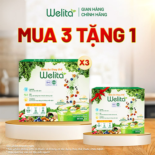 [MUA 3 TẶNG 1] Combo 3 Hộp Bữa Ăn Thay Thế Welita Đầy Đủ Dưỡng Chất Tốt Cho Tim Mạch - Hộp 600g (20 Gói) + [Tặng 1 Hộp 20 Gói]