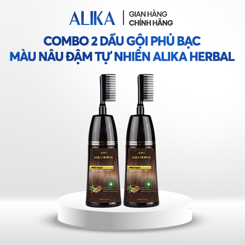 Combo 2 Dầu Gội Phủ Bạc Màu Nâu Đậm Tự Nhiên ALIKA HERBAL