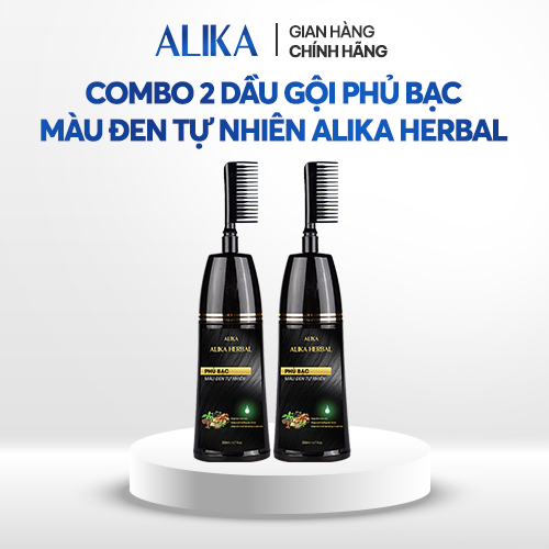 Combo 2 Dầu Gội Phủ Bạc Màu Đen Tự Nhiên ALIKA HERBAL