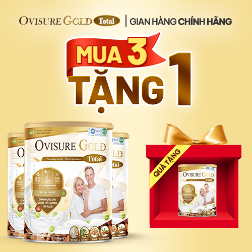 [MUA 3 TẶNG 1] Combo 3 Hộp Sữa Ovisure Gold Total - 100% Đạm Thực Vật, Đầy Đủ Dinh Dưỡng, Tốt Cho Xương Khớp - Hộp 650g + [Tặng 1 Hộp]