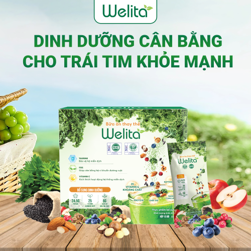 Combo 2 Hộp Bữa Ăn Dinh Dưỡng WELITA 100% Đạm Thực Vật Tốt Cho Người Tim Mạch - Hộp 20 Gói