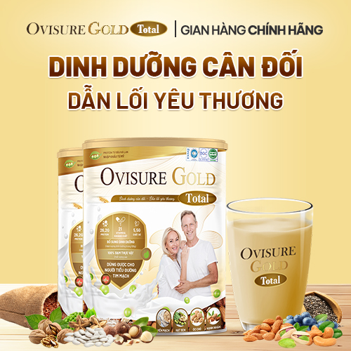 [COMBO 2 HỘP] Sữa Ovisure Gold Total - 100% Đạm Thực Vật, Đầy Đủ Dinh Dưỡng, Tốt Cho Xương Khớp - Hộp 650g