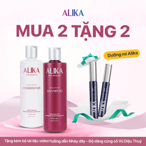 [COMBO KHỞI NGHIỆP] 2 Bộ Dầu Gội & Xả Ngăn Rụng Tóc, Hỗ Trợ Mọc Tóc Chắc Khỏe Alika For Women [Tặng 2 Dưỡng Mi 5ml] Kèm Bộ Tài Liệu Hướng Dẫn Nhảy Dây Độ Dáng Cùng Cô Vũ Diệu Thúy