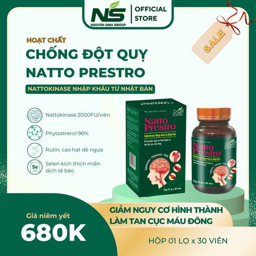 Hoạt Chất Chống Đột Quỵ Natto Prestro Hỗ Trợ Làm Tan Cục Máu Đông - Hộp 01 Lọ X 30 Viên