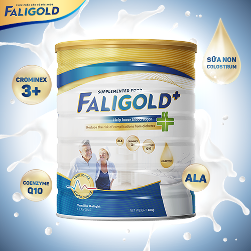 Sữa Tiểu Đường Faligold Sữa Non Colostrum 24h Nhập Khẩu Từ Hoa Kỳ (Vị Vani) Tăng Cường Sức Đề Kháng Gấp 10 Lần Ổn Định Đường Huyết Ngăn Ngừa Biến Chứng Tiểu Đường Hộp 400g