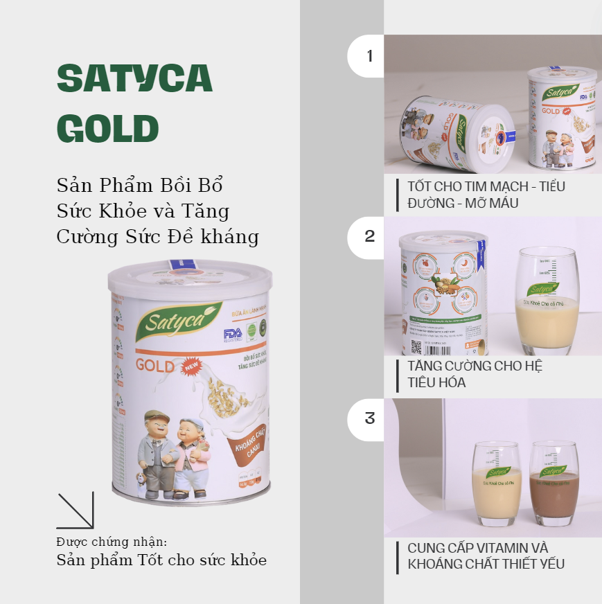 Sữa Hạt Satyca Gold Giàu Canxi Bữa Ăn Vàng Cho Người Lớn Tuổi Người Tiểu Đường Ăn Kiêng Theo Chế Độ - Hộp NHỎ 410g