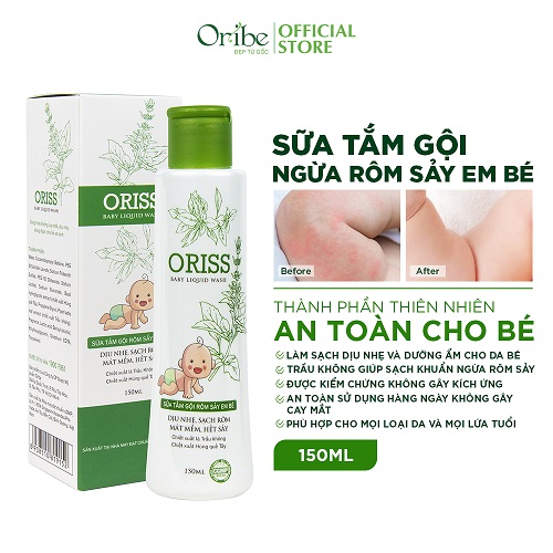 Sữa Tắm Gội Hằng Ngày Cho Bé Dịu Nhẹ Không Cay Mắt Oribe (chai 150ml)