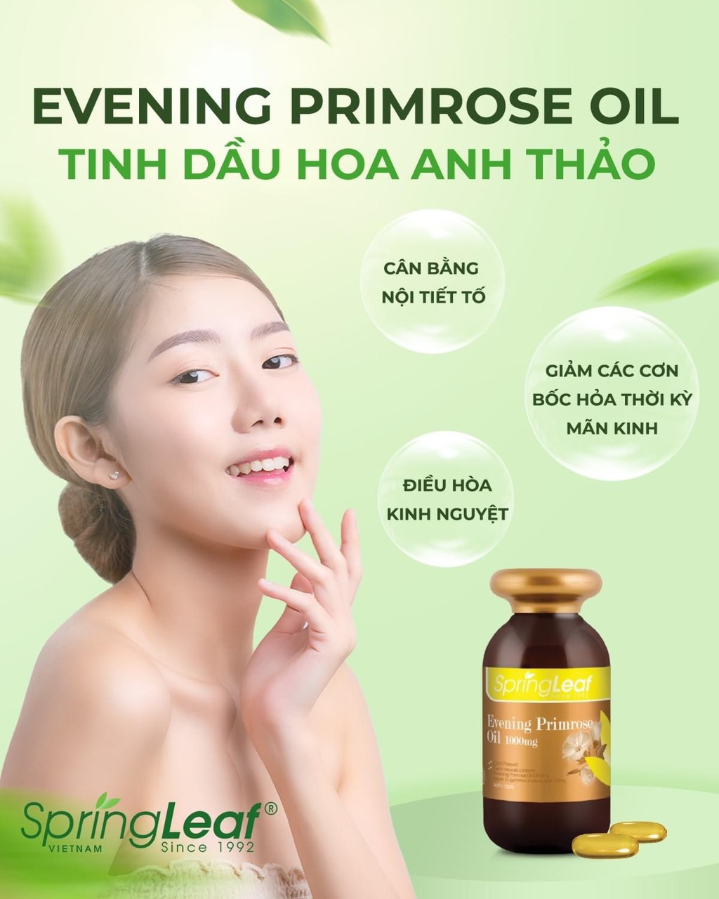 Viên uống tinh dầu hoa anh thảo SpringLeaf Evening Primrose Oil 1000mg