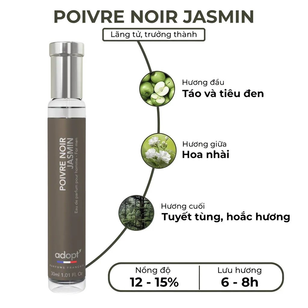 Nước Hoa Nam Adopt EDP Chính Hãng Pháp Poivre noir Jasmin 30ML