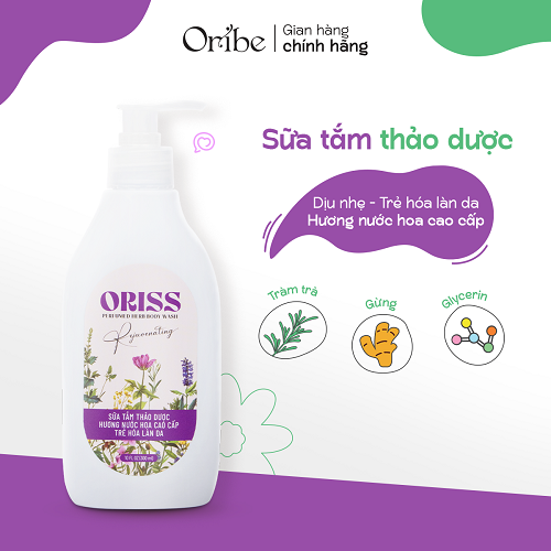 Sữa Tắm Thảo Dược Oriss Hương Nước Hoa Chăm Sóc Da Mịn Màng Dưỡng Ẩm Da 300ml