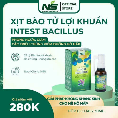 Xịt Bào Tử Lợi Khuẩn Intest Bacillus NSG Hỗ Trợ Các Vấn Đề Viêm Đường Hô Hấp - Hộp 1 Chai X 30ml