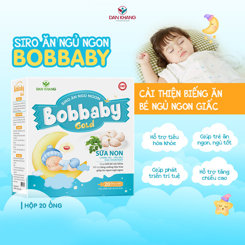 Siro Ăn Ngủ Ngon BobBaby Dân Khang Cải Thiện Tình Trạng Biếng Ăn Giúp Bé Ngủ Sâu Giấc Tự Nhiên - Hộp 20 Ống X 10ml