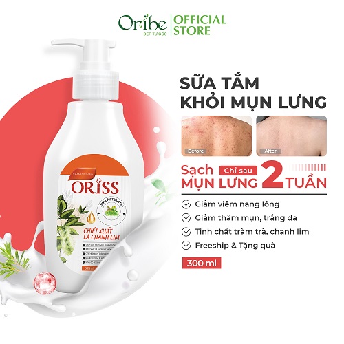 Sữa Tắm Khỏi Mụn Lưng Oriss Giảm Thâm Mụn, Viêm Nang Lông Chai 300ml