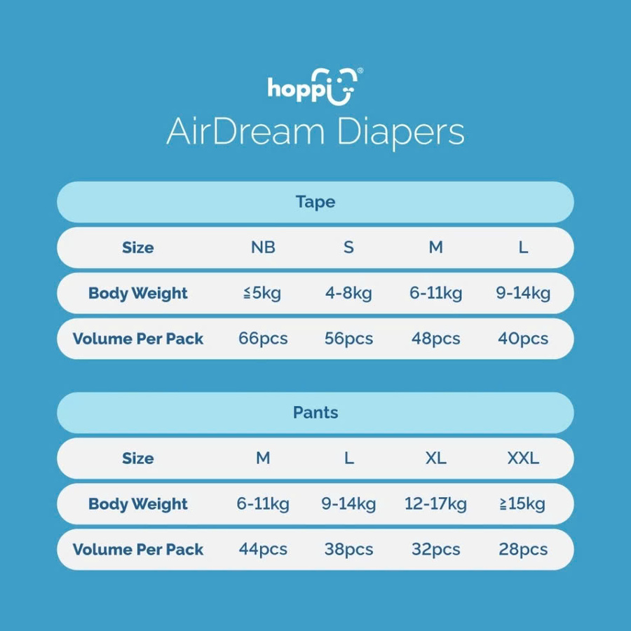 Bỉm - Tã Quần Hoppi Airdream Siêu Mềm Mỏng Size L 38 Miếng (9 - 14kg)