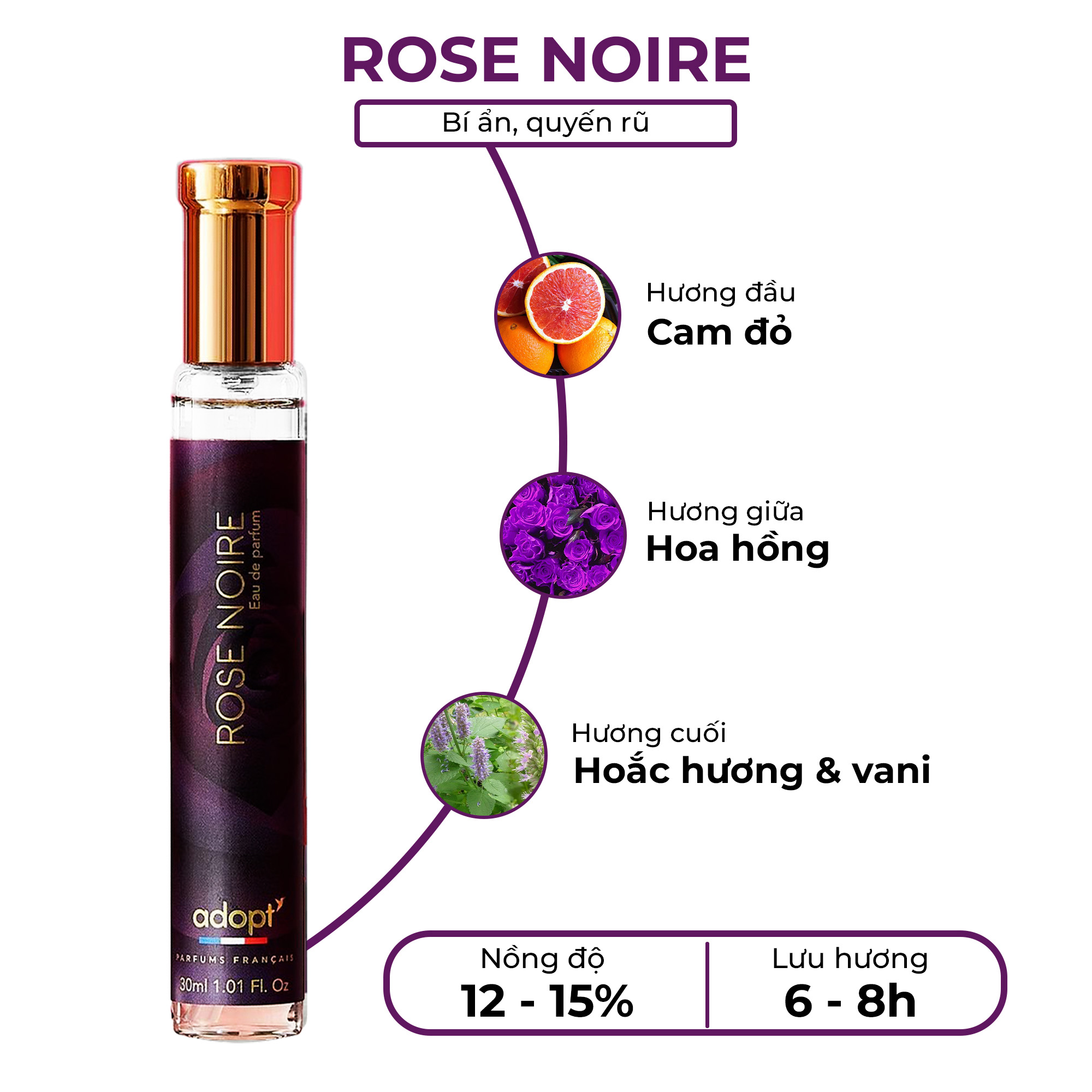 Nước Hoa Nữ Adopt EDP Chính Hãng Pháp Rose Noire 30ML