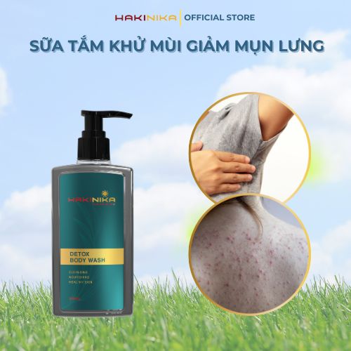 Sữa Tắm Giảm Mụn Lưng HAKINIKA Khử Mùi Cơ Thể Giảm Nhờn Bết Thâm Sạm Đều Màu Da