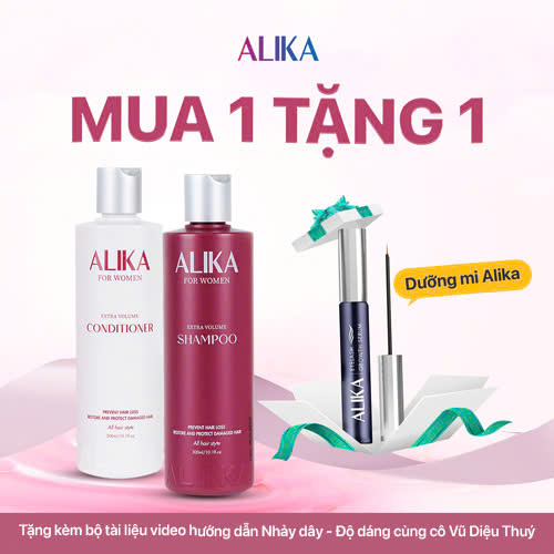 [COMBO KHỞI NGHIỆP] Bộ Dầu Gội & Xả Ngăn Rụng Tóc, Hỗ Trợ Mọc Tóc Chắc Khỏe Alika For Women [Tặng 1 Dưỡng Mi 5ml] Kèm Bộ Tài Liệu Hướng Dẫn Nhảy Dây Độ Dáng Cùng Cô Vũ Diệu Thúy