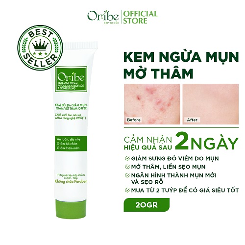 Combo Kem Mụn Oribe Giảm Mụn Loại Bỏ Thâm Mụn Làm Mờ Sẹo Tẩy Tế Bào Chết Sáng Da Kiểm Soát Bã Nhờn - 20g - 2 Kem Mụn