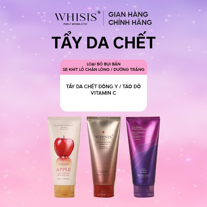 Tẩy Da Chết Mặt Dạng Gel WHISIS Thu Nhỏ Lỗ Chân Lông Chiết Xuất Táo Đỏ 