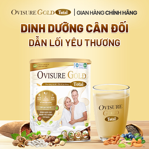 Sữa Ovisure Gold Total - 100% Đạm Thực Vật, Đầy Đủ Dinh Dưỡng, Tốt Cho Xương Khớp - Hộp 650g